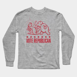 Vintage 1950's Vote Republican Boxing Elephant (Red) Long Sleeve T-Shirt